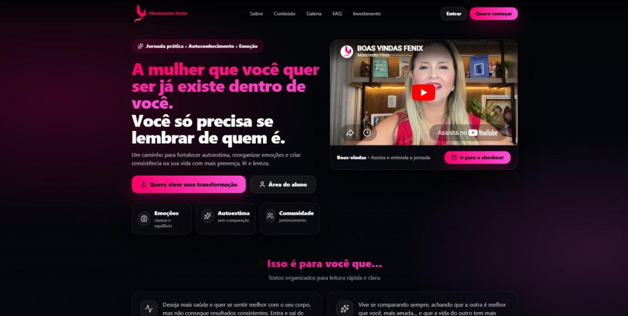 Movimento Fênix — Landing page de comunidade desktop